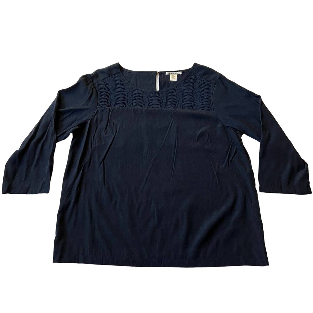 Dalia Collection 3/4 Sleeve Woven Blouse Size L Lightweight Sheen Career Office
